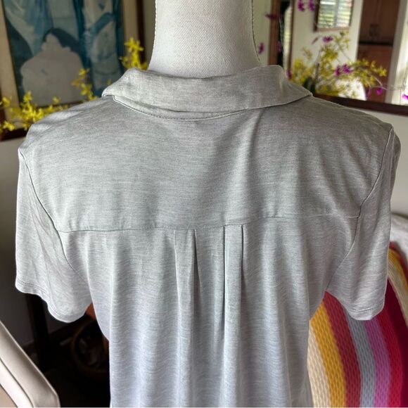 Banana Republic Light Gray Collared Modal Blend Pullover Top Size M Soft Stretch - Picture 3 of 8